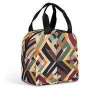 Sac à déjeuner géométrique en forme de diamant pour homme et femme, sac fourre-tout isotherme portable avec poignée, étanche, réutilisable, pour le travail, le pique-nique, les voyages