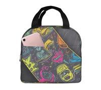 Sac à déjeuner graffiti à motif de planche à roulettes pour homme et femme - Boîte à déjeuner isotherme réutilisable et étanche avec poches latérales - Grand sac à repas pour le travail, les voyages