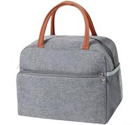 Sac à déjeuner isotherme à double fermeture éclair fabriqué à partir de tissu Oxford résistant aux taches avec noyau en feuille d'aluminium pour une performance thermique constante (gris)