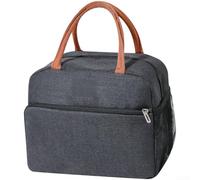 Sac à déjeuner isotherme, anti-fuite, imperméable, en tissu Oxford avec doublure en feuille d'aluminium, grande capacité - 27 x 16 x 23 cm, poignée et double fermeture éclair portable pour travail