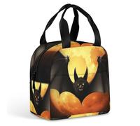Sac à déjeuner isotherme avec chauve-souris d'Halloween pour homme et femme, étanche, résistant aux taches, réutilisable, sac fourre-tout pour le travail, les voyages, l'extérieur