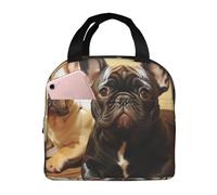 Sac à déjeuner isotherme avec imprimé graphique de bouledogue français mignon pour femme/homme, sac fourre-tout réutilisable, étanche, sac isotherme pour le travail, le bureau, les voyages