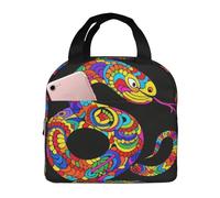 Sac à déjeuner isotherme avec motif culturel abstrait pour femme et homme - Réutilisable - Portable - Étanche - Avec poche avant - Pour voyage, pique-nique, bureau, travail