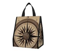 Sac à déjeuner isotherme avec motif de boussole et carte de route du vent pour homme et femme, sac d'épicerie réutilisable, grand sac isotherme étanche, sac fourre-tout pliable et portable pour le