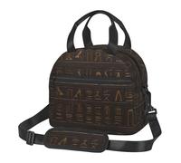 Sac à déjeuner isotherme avec motif hiéroglyphe de l'Égypte antique pour homme et femme, sac fourre-tout réutilisable avec sangle réglable, grande capacité, étanche pour le travail, les voyages, le