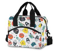 Sac à déjeuner isotherme avec motif monstres mignons et amusants pour femmes, enfants, réutilisable, étanche, sac isotherme pour le travail, l'école, le barbecue, le pique-nique