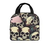 Sac à déjeuner isotherme avec motif tête de mort squelette, boîte à déjeuner réutilisable avec poche avant pour le travail et le pique-nique