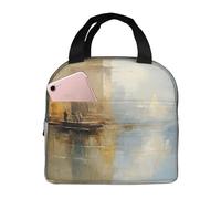 Sac à déjeuner isotherme avec peinture de paysage poétique, durable et élégant avec feuille d'aluminium épaisse, sac à déjeuner entièrement isotherme pour homme et femme.
