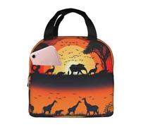 Sac à déjeuner isotherme avec silhouette d'animaux au coucher du soleil - Sac de travail - Sac de rangement pour le camping