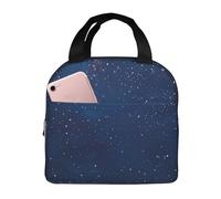 Sac à déjeuner isotherme bleu marine avec imprimé espace et étoiles - Feuille d'aluminium épaisse pour les trajets au bureau, les pique-niques et la randonnée