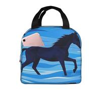 Sac à déjeuner isotherme Cross The River On Horseback pour homme et femme, réutilisable, portable, étanche, avec poche avant pour voyage, pique-nique, bureau, travail