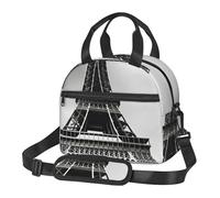 Sac à déjeuner isotherme de grande capacité Motif Paris Tour Eiffel Noir