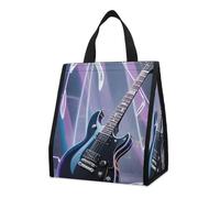 Sac à déjeuner isotherme en forme de guitare électrique magique pour homme et femme, sac d'épicerie réutilisable, grand sac isotherme étanche, sac fourre-tout pliable et portable pour le travail, le
