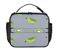 Sac à déjeuner isotherme étanche pour homme - Garde les aliments au chaud - Sac à déjeuner pour l'école, le bureau, le camping, le pique-nique, le style Oliver Jeffers - Motif oiseau de jade - Vert et
