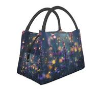 Sac à déjeuner isotherme Fireflies in the garden pour femme, grande capacité, étanche et facile à nettoyer pour le travail, les pique-niques et les voyages