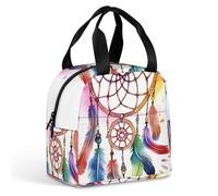Sac à déjeuner isotherme motif attrape-rêves aquarelle pour homme et femme, étanche, résistant aux taches, réutilisable, sac fourre-tout pour le travail, les voyages, l'extérieur