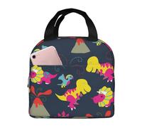 Sac à déjeuner isotherme, motif dinosaures colorés, boîte à déjeuner réutilisable pour homme et femme, sac fourre-tout pour le travail, l'extérieur, les voyages