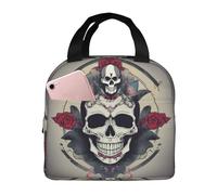 Sac à déjeuner isotherme motif tête de mort avec poche avant pour le travail et le pique-nique