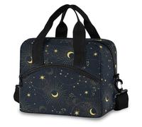 Sac à déjeuner isotherme mystique bleu lune, plantes et étoiles pour femmes, enfants, réutilisable, étanche, sac isotherme pour le travail, l'école, le barbecue, le pique-nique