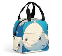 Sac à déjeuner isotherme portable avec poignée, étanche et réutilisable, motif baleine blanche, pour le travail, le pique-nique, les voyages