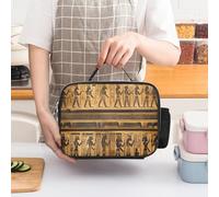 Sac à déjeuner isotherme pour femme avec hiéroglyphes égyptiens, grande capacité, étanche, avec poignées amovibles - Conservation du chaud et du froid pendant 5 heures, idéal pour le bureau, les piq
