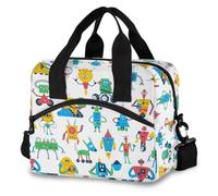Sac à déjeuner isotherme pour femme et enfant Motif robots et monstres de l'espace, réutilisable, étanche, pour le travail, l'école, le barbecue, le pique-nique