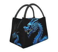 Sac à déjeuner isotherme pour homme et femme adulte, boîte à déjeuner réutilisable, motif dragon bleu, sac isotherme de grande capacité pour le bureau, le travail, le pique-nique