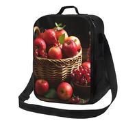 Sac à déjeuner isotherme pour homme et femme, boîte à déjeuner avec motif de fruits rouges dans un panier pour bureau, travail, pique-nique, sacs isothermes étanches avec bandoulière pour adultes