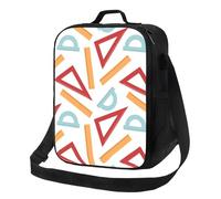 Sac à déjeuner isotherme pour homme et femme - Boîte à déjeuner colorée avec imprimé règle mathématique pour adulte - Sac isotherme doux avec bandoulière réglable