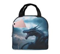 Sac à déjeuner isotherme pour homme et femme - Boîte à déjeuner douce et douce pour homme et femme - Motif dragon d'orage et d'orage bleu - Sac isotherme tendance pour voyage, sac fourre-tout pour