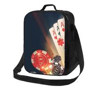 Sac à déjeuner isotherme pour homme et femme, boîte à déjeuner isotherme pour homme et femme, avec sangle de jetons de poker de casino, sac fourre-tout haute capacité pour le travail avec bandoulière