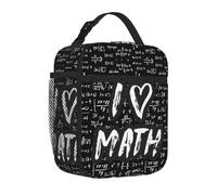 Sac à déjeuner isotherme pour homme et femme - Boîte à déjeuner isotherme réutilisable avec inscription « I Love Math » pour adulte pour le bureau et le pique-nique