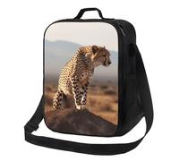 Sac à déjeuner isotherme pour homme et femme, boîte à déjeuner motif guépard africain sauvage pour bureau, travail, pique-nique, sacs à déjeuner étanches avec bandoulière pour adultes, sacs à repas