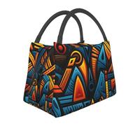 Sac à déjeuner isotherme pour homme et femme - Étanche - Avec poignée - Petite boîte à déjeuner - Style africain - Motif textile - Réutilisable - Pour voyage