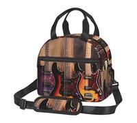 Sac à déjeuner isotherme pour homme et femme - Grande capacité - Motif guitare électrique - Réutilisable - Avec bandoulière réglable - Pour adultes