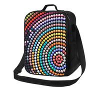 Sac à déjeuner isotherme pour homme et femme - Motif à pois colorés NO.A - Boîte à déjeuner légère pour homme et femme - Petit sac fourre-tout avec sangle réglable