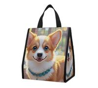 Sac à déjeuner isotherme pour homme et femme, motif chien Corgi mignon, grand sac isotherme étanche, pliable et portable pour le travail, le camping, le pique-nique