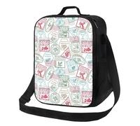 Sac à déjeuner isotherme pour homme et femme - Petite boîte à déjeuner avec imprimé cachet de poste amusant pour homme et femme - Sac fourre-tout doux isotherme pour adulte avec bandoulière réglable