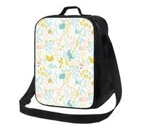 Sac à déjeuner isotherme pour homme et femme - Petite boîte à déjeuner bohème avec motif de poulet, lapin, fleur pour homme et femme, sac isotherme doux, sac fourre-tout avec bandoulière réglable