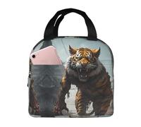 Sac à déjeuner isotherme pour homme et femme - Petite boîte à déjeuner souple pour adulte - Sac isotherme tendance pour voyage, sac fourre-tout pour homme et femme - Motif ruines Tigre Warrior