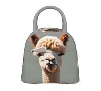Sac à déjeuner isotherme pour homme et femme - Sac à déjeuner avec poche avant, gris clair, imprimé avatar alpaga, pour le travail, le pique-nique