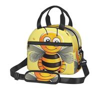 Sac à déjeuner isotherme pour homme et femme - Sac isotherme réutilisable - Motif abeille sur le carré - Pour le travail et le pique-nique