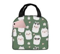 Sac à déjeuner isotherme pour homme et femme - Visages d'alpaga - Sac isotherme pour voyage, petite boîte à déjeuner douce pour adulte pour homme et femme, sac fourre-tout pour homme et femme
