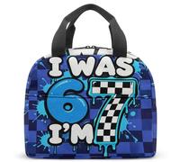 Sac à déjeuner isotherme rétro des années 80 avec motif Lightning 67 bleu 23 x 13 x 21 cm pour garçons et hommes (24)