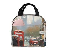 Sac à déjeuner isotherme réutilisable avec impression de Londres pour homme et femme - Portable et étanche - Pour le travail, les voyages et l'extérieur