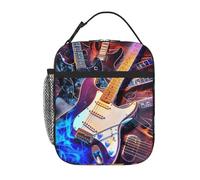 Sac à déjeuner isotherme réutilisable avec imprimé de guitare électrique magique pour femme/homme, travail, pique-nique, école, voyage