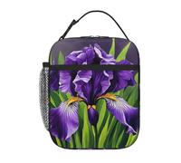 Sac à déjeuner isotherme réutilisable avec imprimé Iris01 violet pour le bureau, le travail, le pique-nique, pour adultes