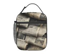 Sac à déjeuner isotherme réutilisable avec imprimé journal Hd - Facile à transporter - Pour le camping, la randonnée, la routine quotidienne
