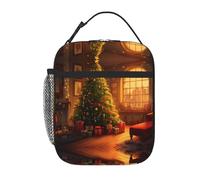 Sac à déjeuner isotherme réutilisable avec imprimé Merry Christmas pour le bureau, le travail, le pique-nique, boîte à déjeuner pour adultes