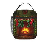 Sac à déjeuner isotherme réutilisable avec imprimé Merry Christmas pour le bureau, le travail, le pique-nique, boîte à déjeuner pour adultes
